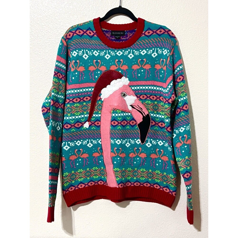 Blizzard Bay Holiday Flamingo Ugly Christmas Sweater Women’s Large
